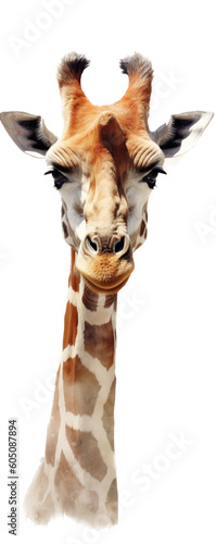 a Giraffe portrait with one or two Giraffe s front view   wildlife-themed  photorealistic illustrations on a transparent background cutout in PNG. generative ai