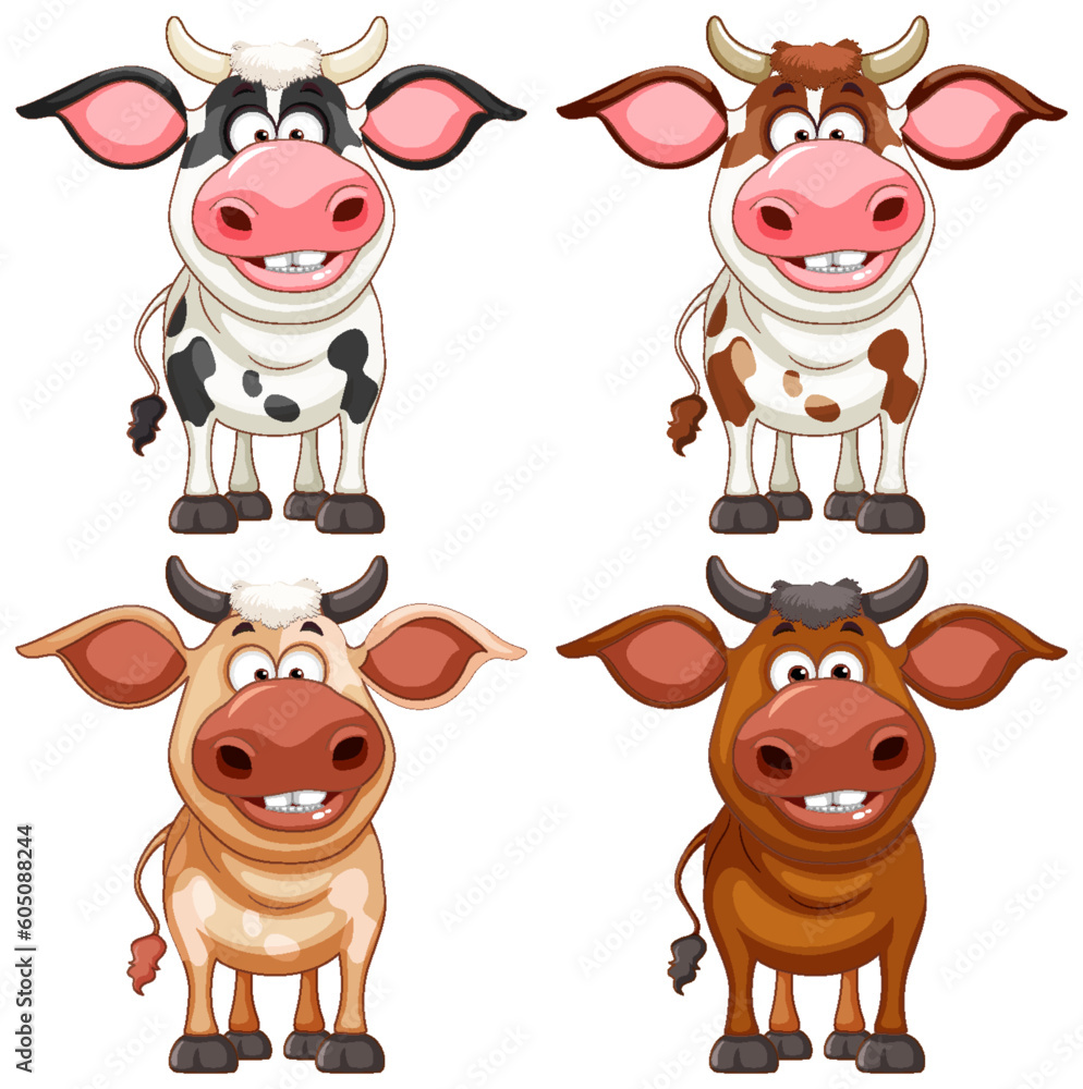 Set of cow cartoon character Set of cow cartoon character