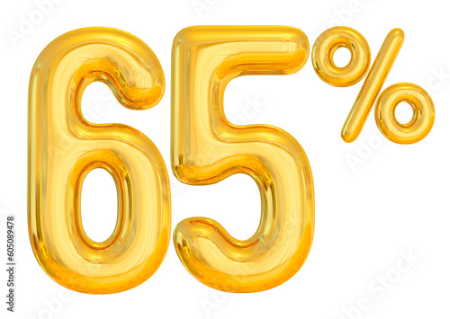 Number 65 Percent Off Golden Balloon
