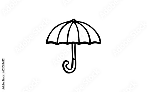 UMBRELLA Doodle art illustration with black and white style.