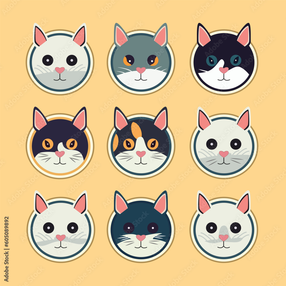 A collection of cats in a circle A collection of cats in a circle