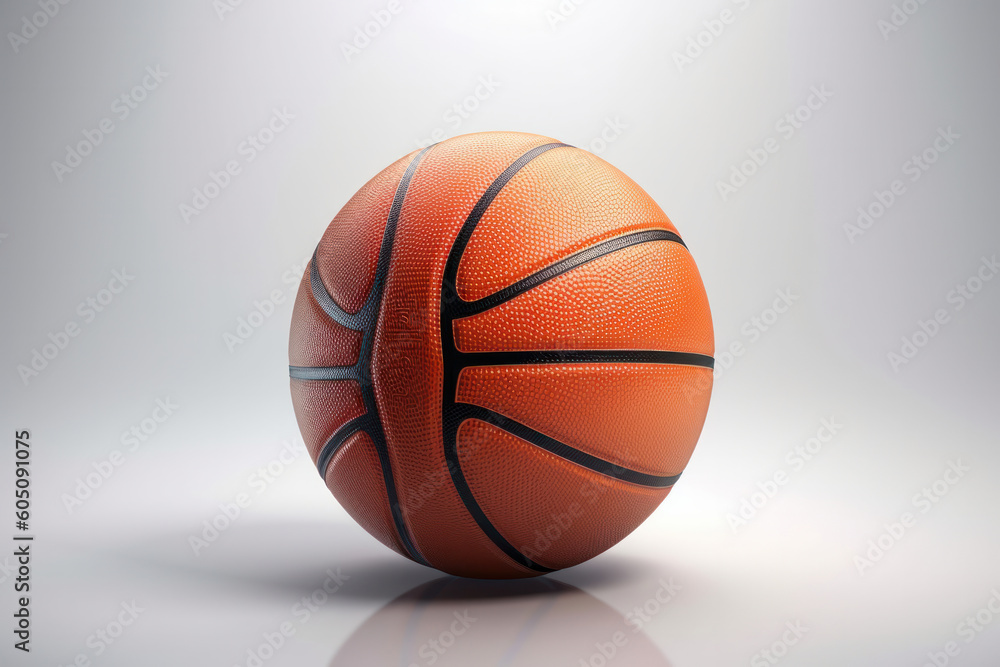 Clean and modern design of a white basketball with black lines, perfect for sports-related projects and graphics. AI Generative.