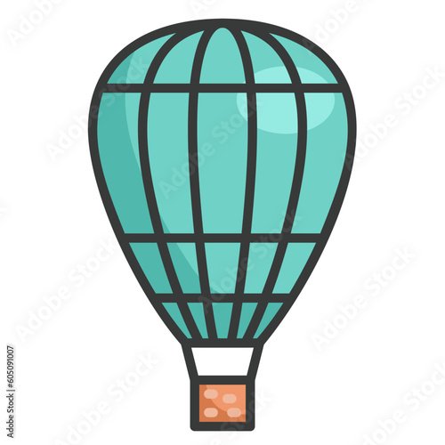 Hot air balloon icon for flying recreation or transportation