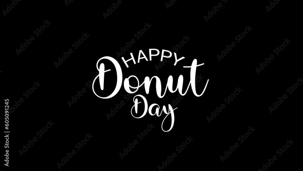 happy donut day animated text in white color. Perfect for greeting card animation, events, advertisements and design elements happy donut day animated text in white color. Perfect for greeting card animation, events, advertisements and design elements