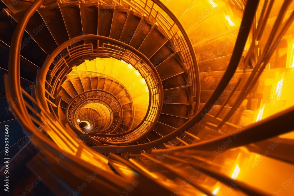 Fototapeta premium Spiral stairs. Generative Ai