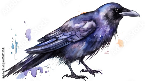 sinister raven in the style of dark gothic watercolor