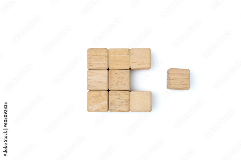 Wood cube block on white background Wood cube block on white background