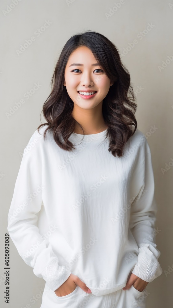 portrait of a beautiful asian woman in white shirt - made with Generative AI portrait of a beautiful asian woman in white shirt - made with Generative AI