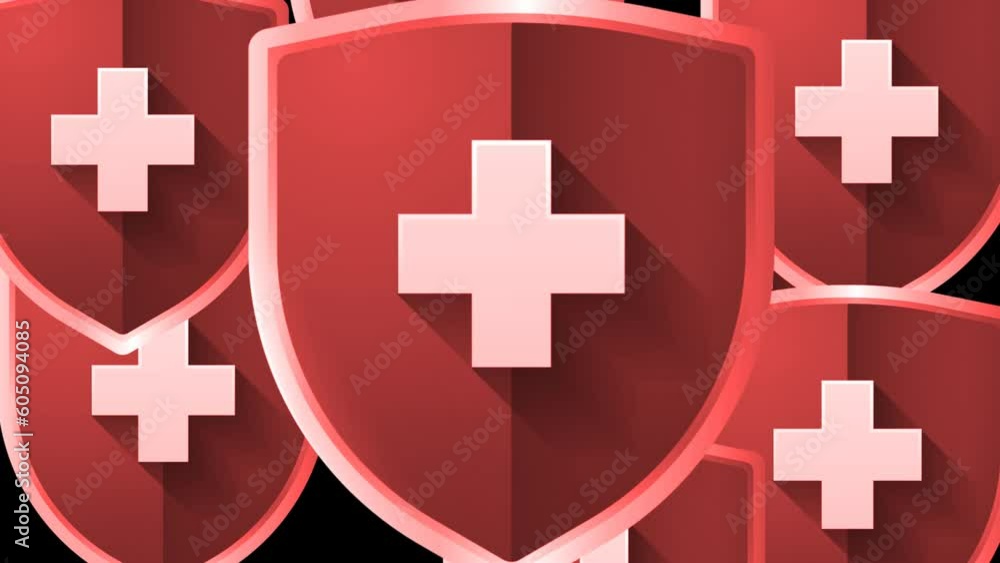 Transição de vídeo com cruz de saúde: Representando a passagem para um conteúdo informativo e relevante sobre bem-estar e cuidados com a saúde.