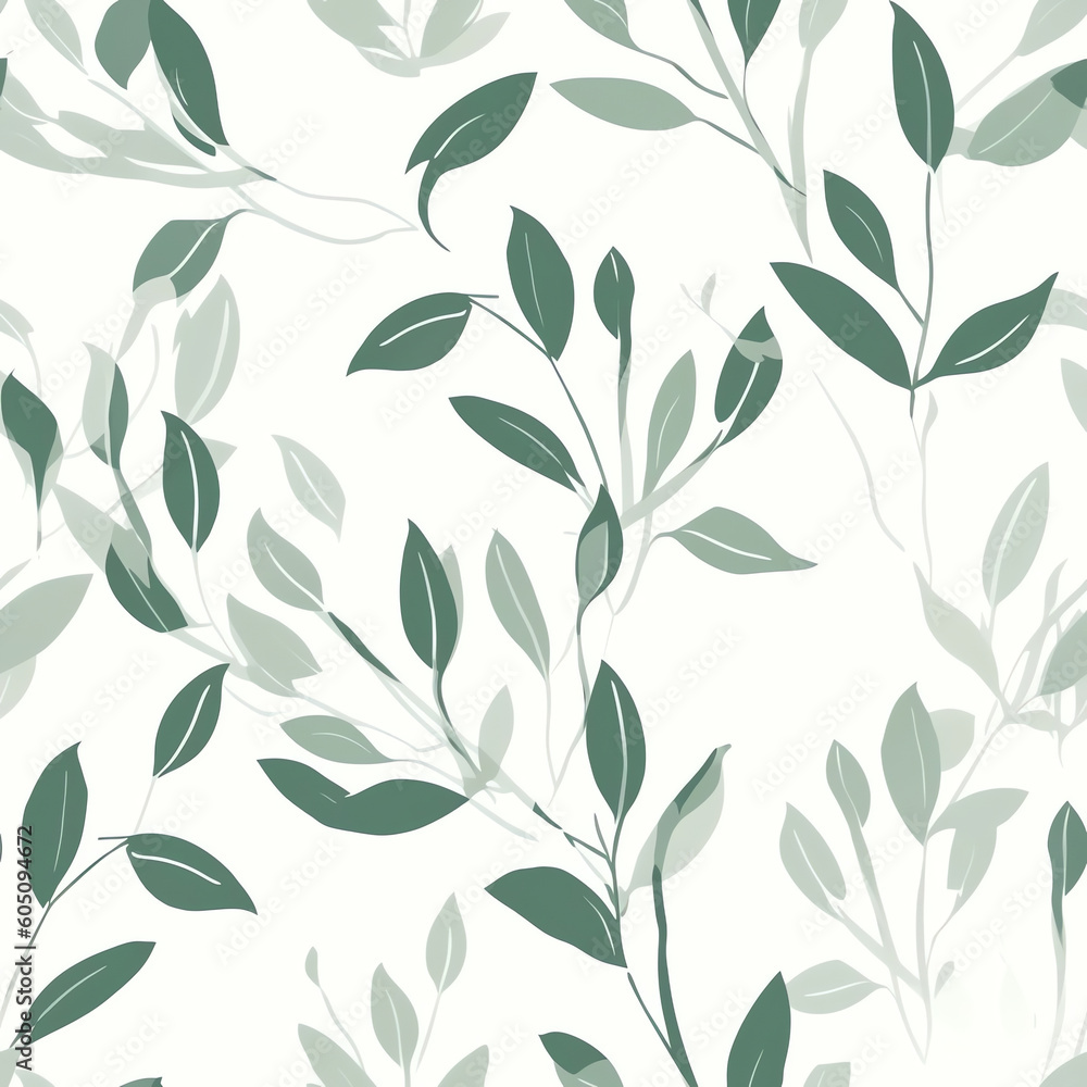 AI Generated: Beautiful Leaf Wrapping Paper Pattern on Light Green Background, Seamless Design with Abundant White Space. AI Generated: Beautiful Leaf Wrapping Paper Pattern on Light Green Background, Seamless Design with Abundant White Space.