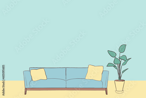 ソファと観葉植物がある風景