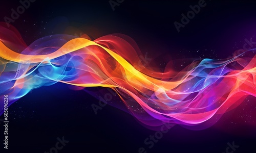 Colorful abstract graphical wave effect on black background