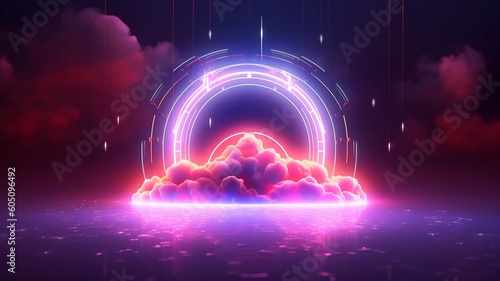 Wallpaper Mural Mystical cloud in an abstract representation with a neon-lit frame. futuristic setting. GENERATE AI.. Torontodigital.ca