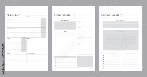 3 set of daily, week, monthly planner. Plan your day make dream happen. 