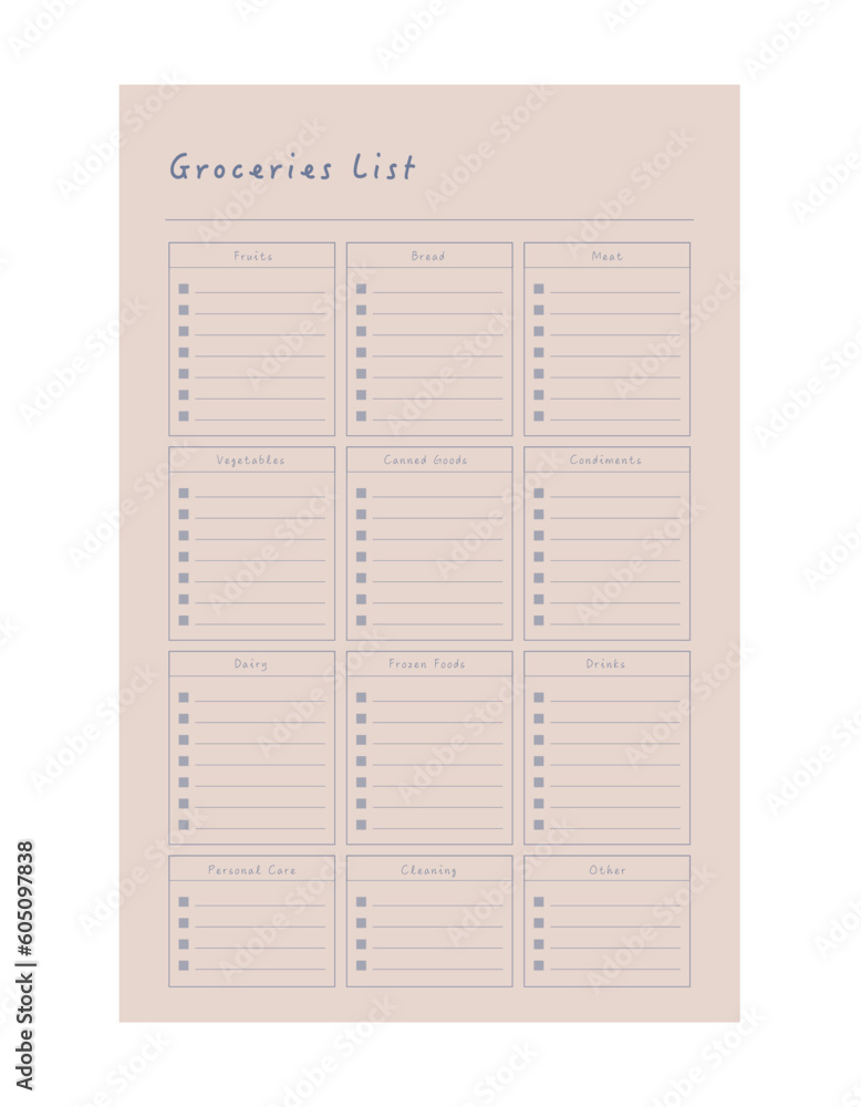 Meal Planner and groceries list planner. Plan you food day easily. Vector illustration.