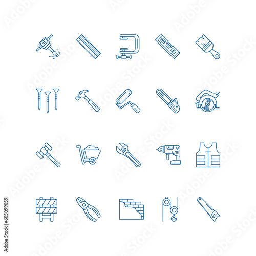 Construction tool icon. carpentry tool icon collection - vector illustration