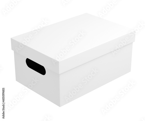 The white rectangular cardboard box looks beautiful and clean on a white background, perfect for presenting 3D rendering box model advertisements.