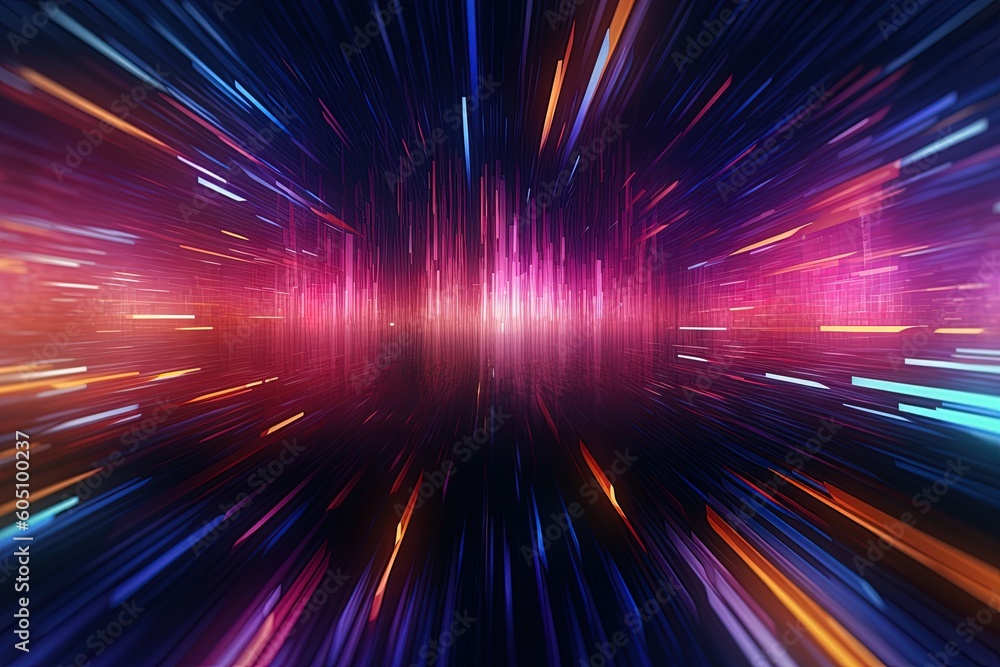 Obraz premium Vibrant and technology digital lines background using generative AI