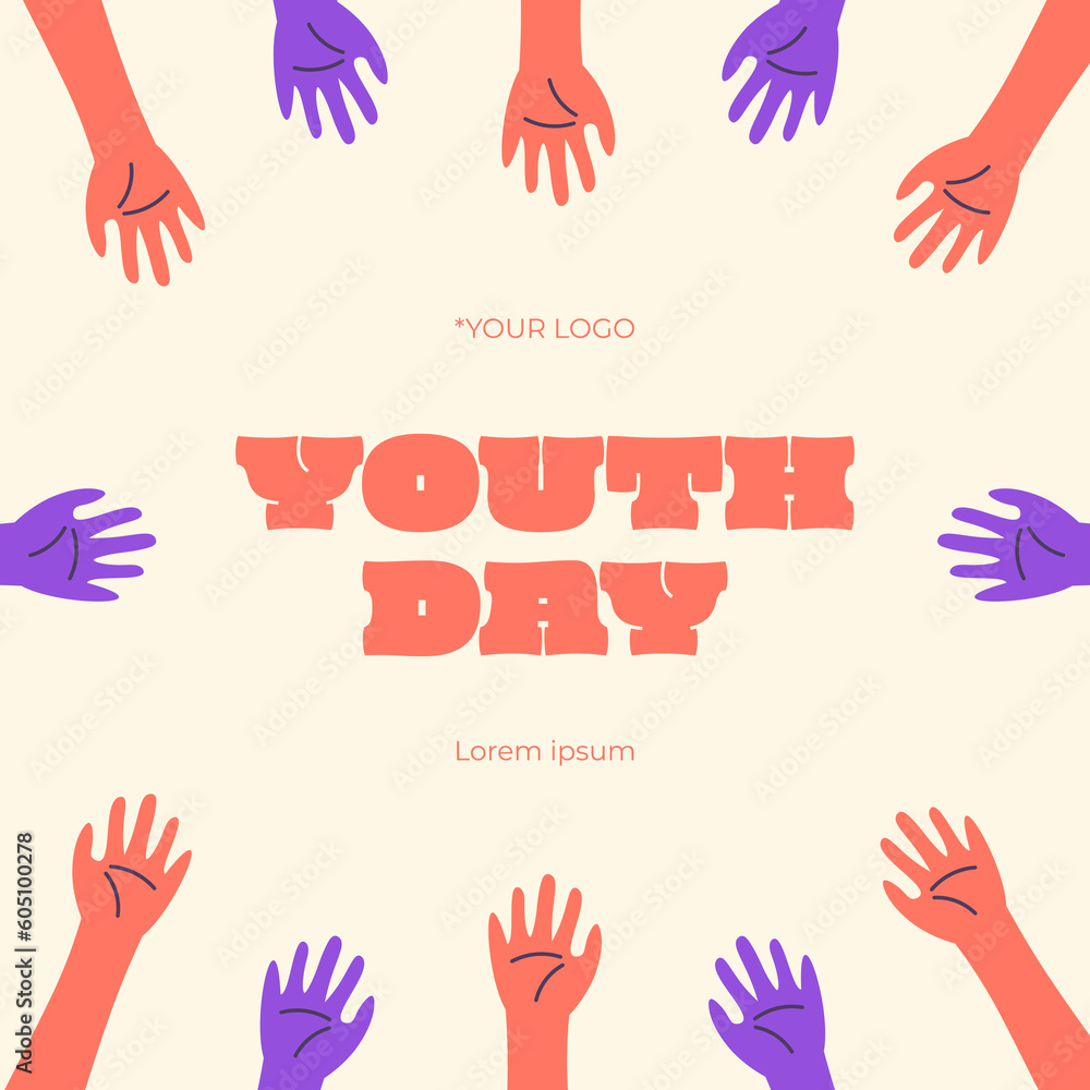 Fototapeta premium Youth Day Vector Social Media Post Template