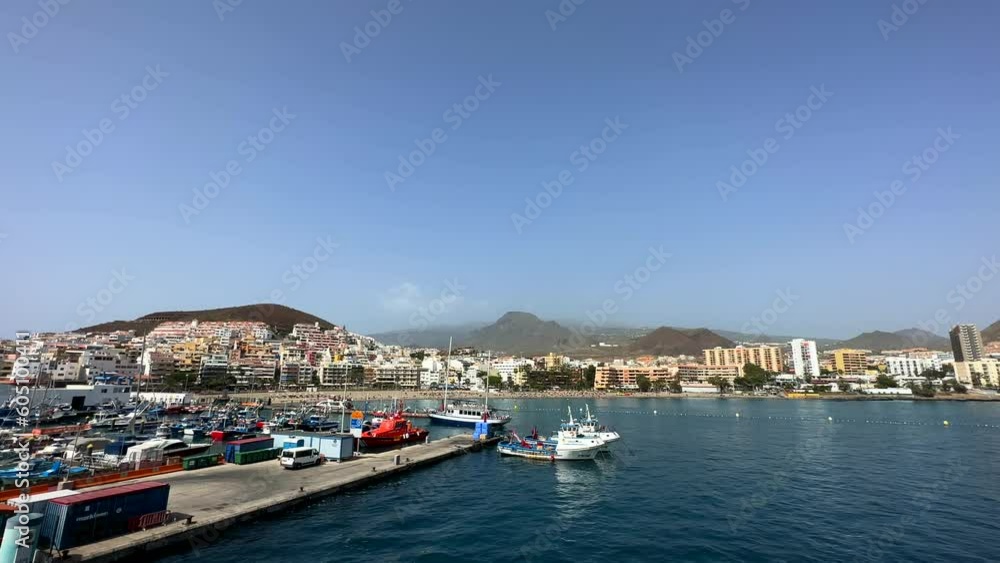 Los Cristianos port and harbour town on Tenerife in Canary Islands Los Cristianos port and harbour town on Tenerife in Canary Islands
