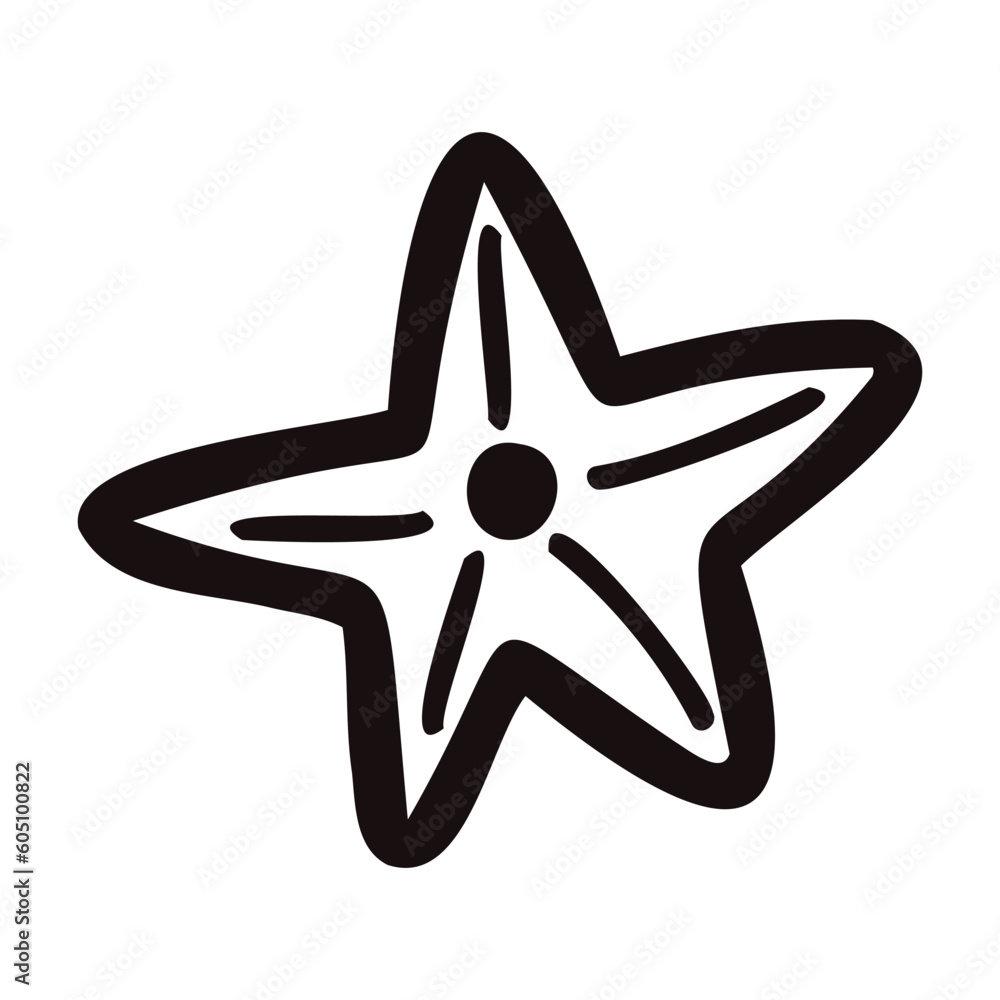 Hand Drawn starfish in doodle style Hand Drawn starfish in doodle style