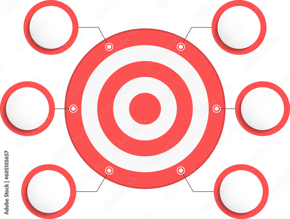 Target with six elements for your text, infographic template