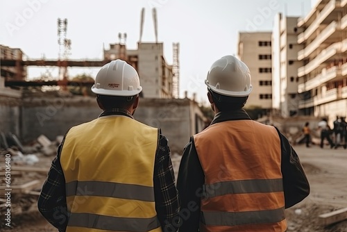 Engineer and Architect at the Construction Site. Engineering and Architecture Concept.