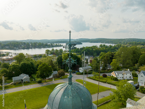 Late afternoon aerial photo of Lake Mahopac located in Town of Carmel  Putnam County  New York. 