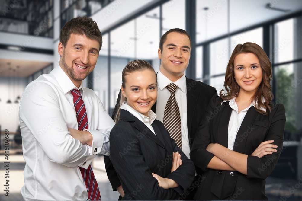 Diverse team of business employees in office, Diverse team of business employees in office,