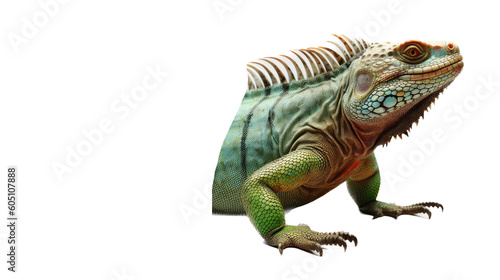 an iguana colorful portrait  arboreal lizards  herbivores  Pet-themed  photorealistic illustrations in a JPG. Generative ai
