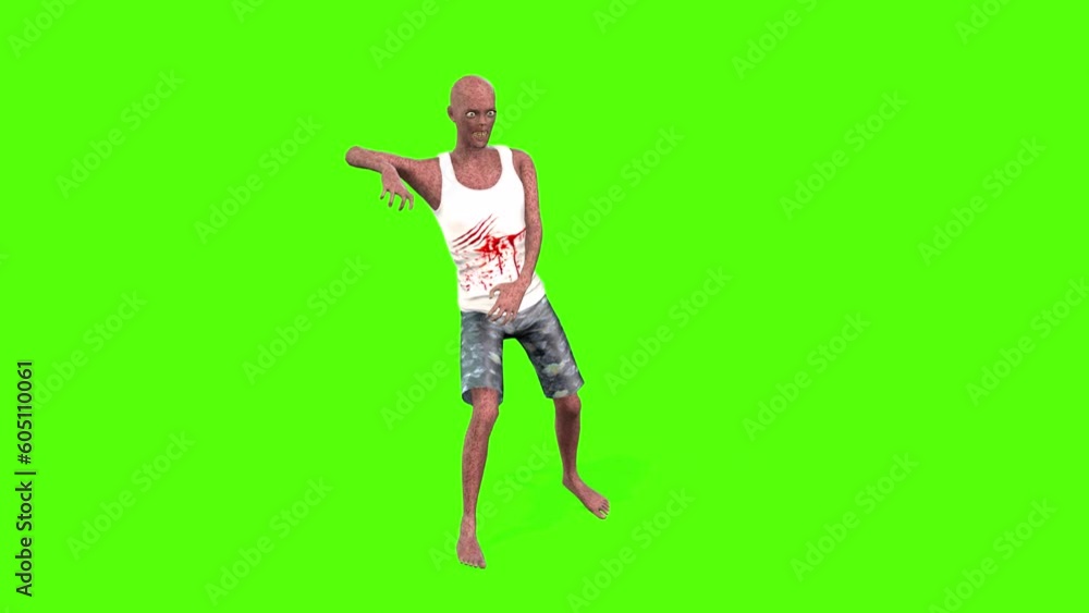 Zombie Walking Green Screen Animation 3D Rendering. Zombie Walking Green Screen Animation 3D Rendering.