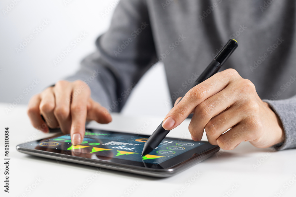 Fototapeta premium Tablet computer for financial data analysis