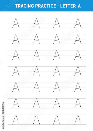 Fotografie Alphabet Letter A Tracing Worksheet