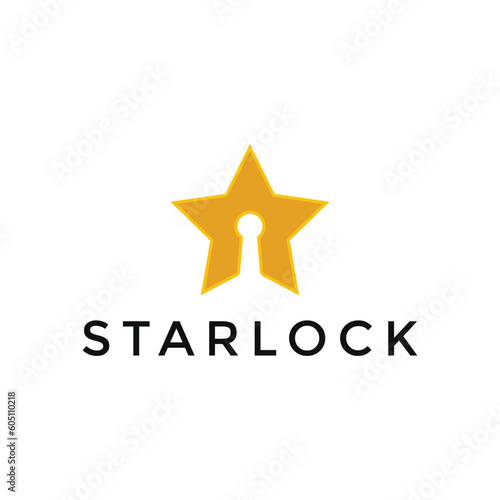 Modern logo design star and lock combination concept
