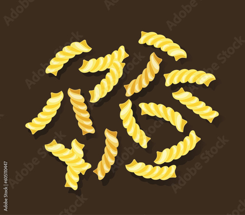 Fusilli noodle isolated vector illustration	
