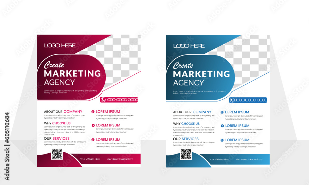 Fototapeta premium Corporate business flyer design and digital marketing agency brochure cover template with photo Free Vector