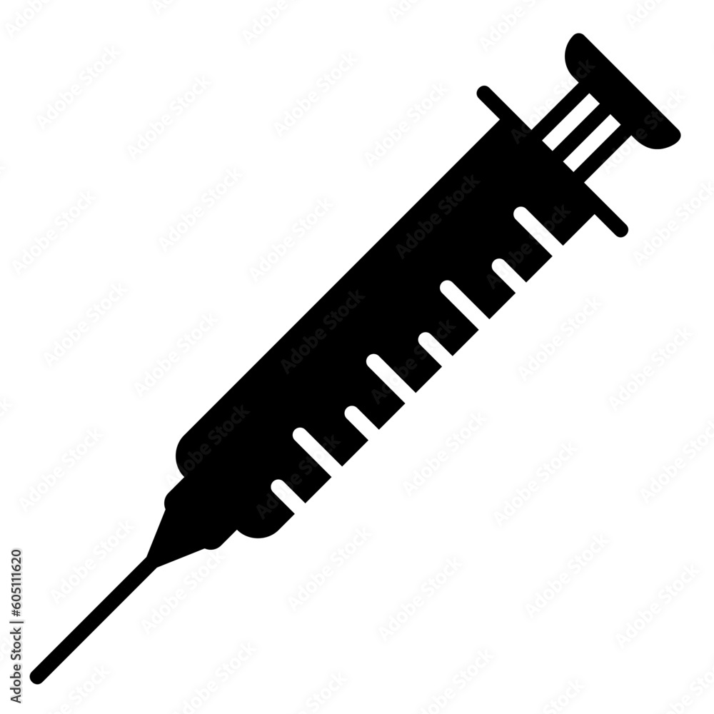Syringe icon for injecting drugs into a patient undergoing treatment in a hospital Syringe icon for injecting drugs into a patient undergoing treatment in a hospital