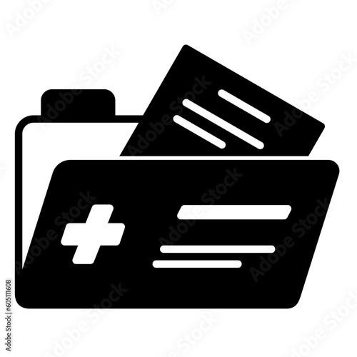 Medical record icon with data folder and paper to record medical history of hospital patient