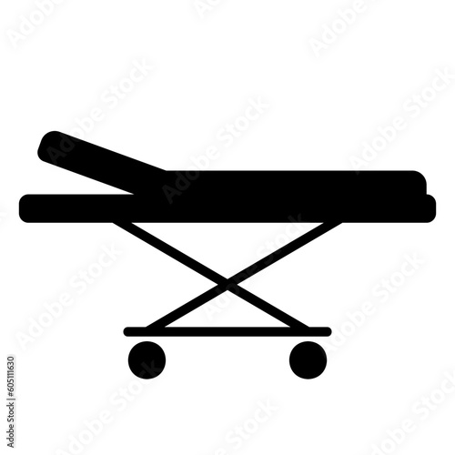 Hospital gurney icon for patient bed or ambulance stretcher