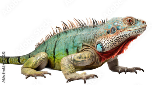 an iguana colorful portrait, arboreal lizards, herbivores Pet-themed, photorealistic illustrations in a JPG. Generative ai