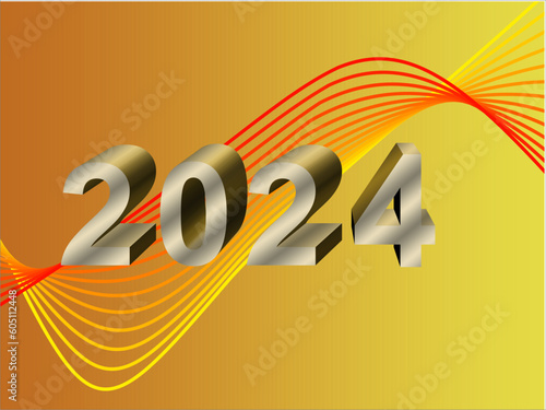 2024 Happy New Year trending logo design. 2024 colored number design template. 2024 typography symbol Happy New Year. Vector illustration with labels trendy and fashionable colors.