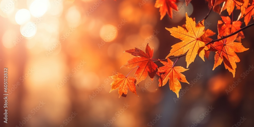 autumn leaves and tree landscape with generative ai autumn leaves and tree landscape with generative ai