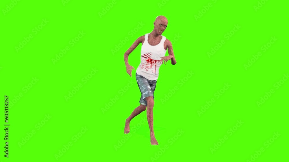 Zombie Walking Green Screen Animation 3D Rendering. Zombie Walking Green Screen Animation 3D Rendering.