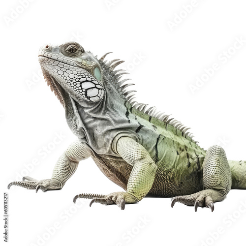 an iguana natural color portrait  arboreal lizards  herbivores  Pet-themed  photorealistic illustrations in a PNG. Generative AI