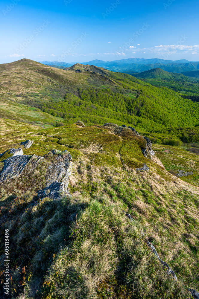 Spring landscape of the Bieszczady Mountains. A view of the Mount Halicz. Spring landscape of the Bieszczady Mountains. A view of the Mount Halicz.