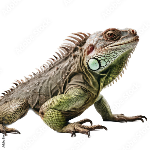 an iguana natural color portrait, arboreal lizards, herbivores  Pet-themed, photorealistic illustrations in a PNG. Generative AI