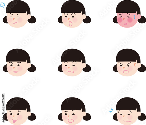 2つお団子の女の子　顔バリエーション4C_a