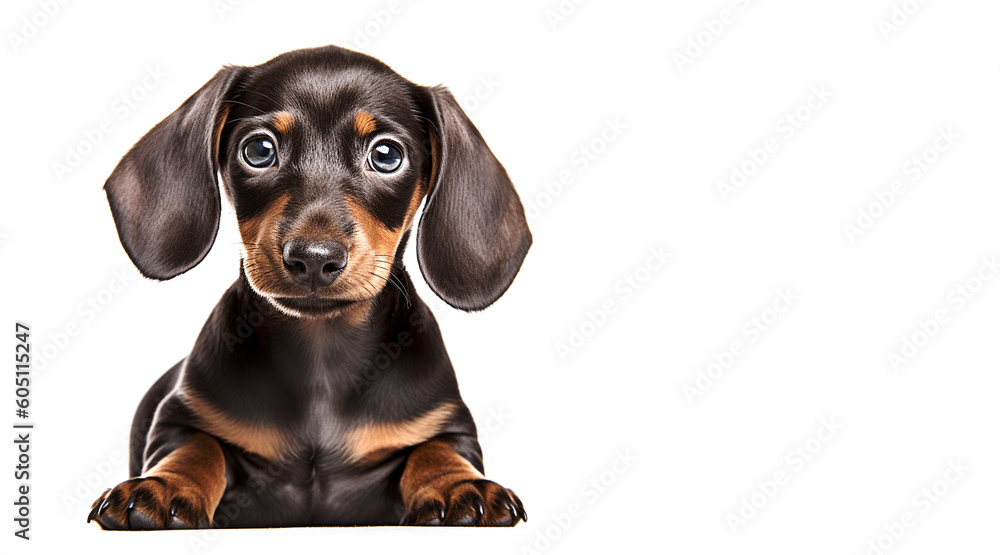 AI generative.  Dachshund puppy on a white