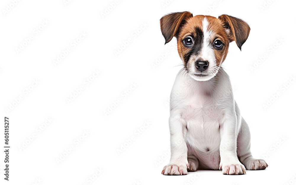 AI generative. Jack russell puppy dog on white