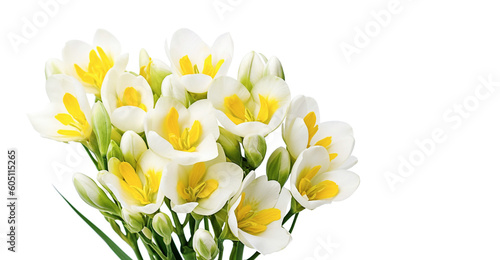 AI generative. Freesia flowers on white
